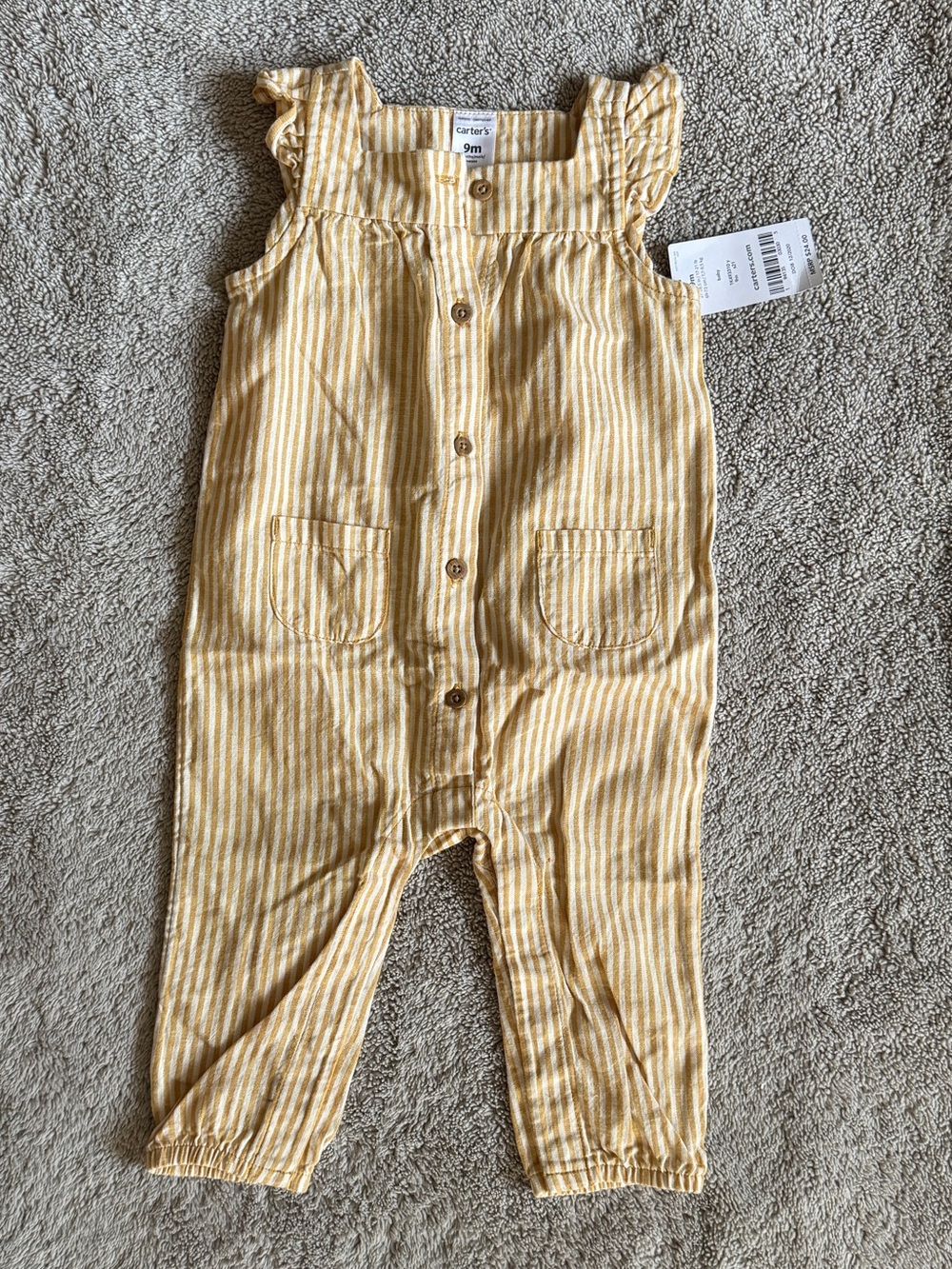 NWT Carter’s Yellow Striped Jumpsuit size 9M